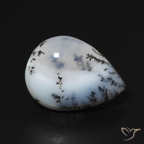 Agata dendritica Multicolore Bianco naturale da 3.60 ct, Forma a pera, Opaco