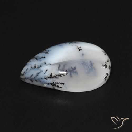 Agata dendritica Multicolore Bianco naturale da 3.60 ct, Forma a pera, Opaco