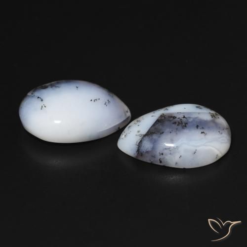 Gemme di Agata dendritica bianco con nero naturale da 13.14 ct, Forma a pera, Opaco