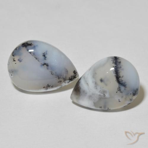 17.55ctw Naturale Multicolore Bianco Agata dendritica, Forma a pera, Opaco