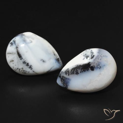 15.54ctw Naturale Multicolore Bianco Agata dendritica, Forma a pera, Opaco