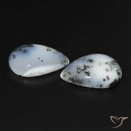 Gemme di Agata dendritica bianco con nero naturale da 22.95 ct, Forma a pera, Opaco