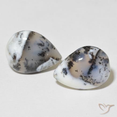 21.60ctw Naturale Multicolore Bianco Agata dendritica, Forma a pera, Opaco