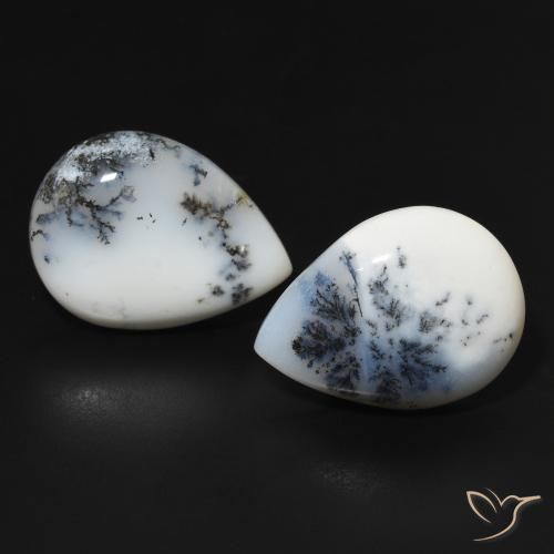 23.24ctw Naturale Multicolore Bianco Agata dendritica, Forma a pera, Opaco