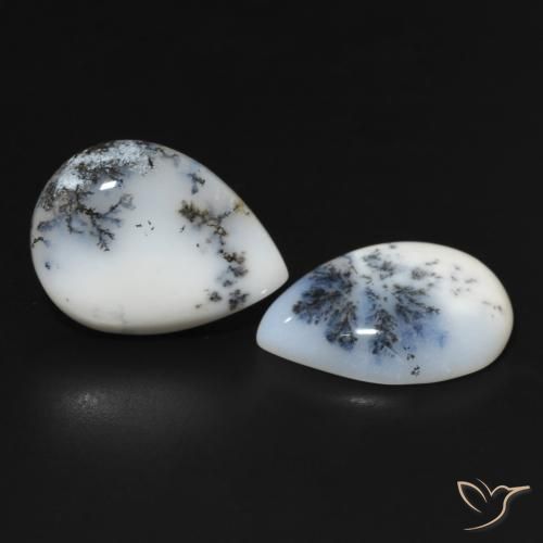 Gemme di Agata dendritica Multicolore Bianco naturale da 23.24 ct, Forma a pera, Opaco