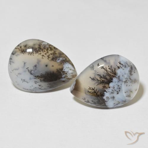 20.80ctw Naturale Multicolore Bianco Agata dendritica, Forma a pera, Opaco