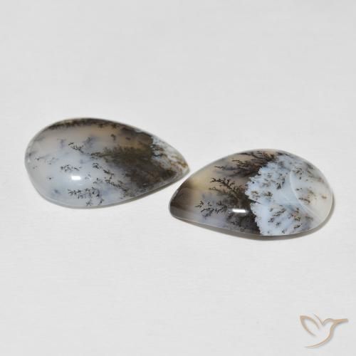 Gemme di Agata dendritica Multicolore Bianco naturale da 20.80 ct, Forma a pera, Opaco