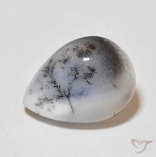 8.31ct Naturale Multicolore Bianco Agata dendritica, Forma a pera, Opaco