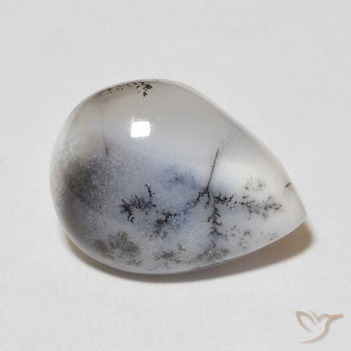 Agata dendritica Multicolore Bianco naturale da 8.31 ct, Forma a pera, Opaco