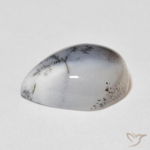 Agata dendritica Multicolore Bianco naturale da 8.31 ct, Forma a pera, Opaco