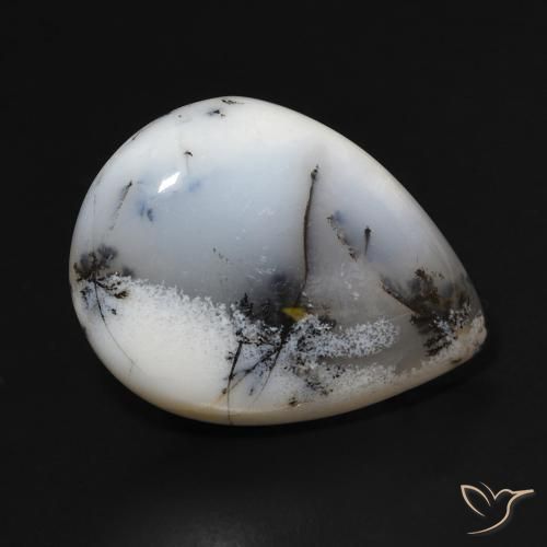 Agata dendritica Multicolore Bianco naturale da 11.47 ct, Forma a pera, Opaco