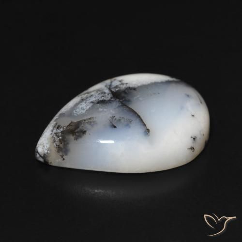 Agata dendritica Multicolore Bianco naturale da 11.47 ct, Forma a pera, Opaco