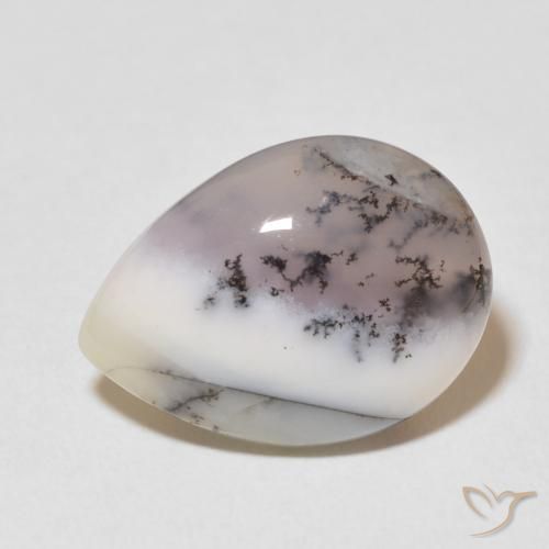 8.55ct Naturale Multicolore Bianco Agata dendritica, Forma a pera, Opaco