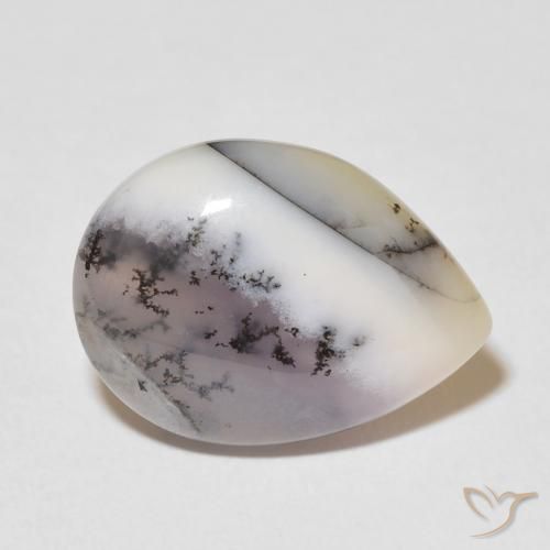 Agata dendritica Multicolore Bianco naturale da 8.55 ct, Forma a pera, Opaco