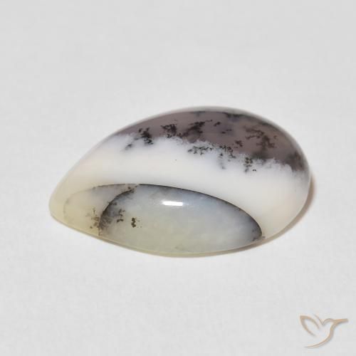 Agata dendritica Multicolore Bianco naturale da 8.55 ct, Forma a pera, Opaco