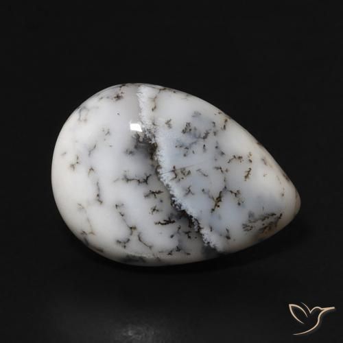 Agata dendritica Multicolore Bianco naturale da 4.00 ct, Forma a pera, Opaco
