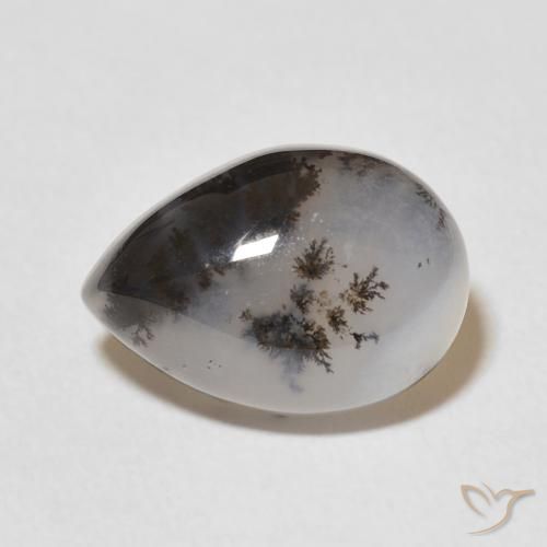 5.02ct Naturale Multicolore Bianco Agata dendritica, Forma a pera, Opaco
