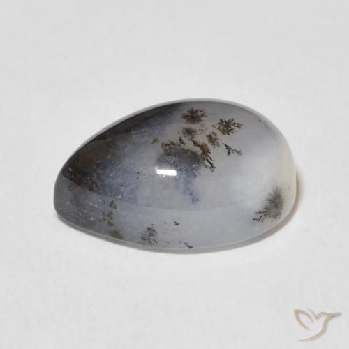 Agata dendritica Multicolore Bianco naturale da 5.02 ct, Forma a pera, Opaco