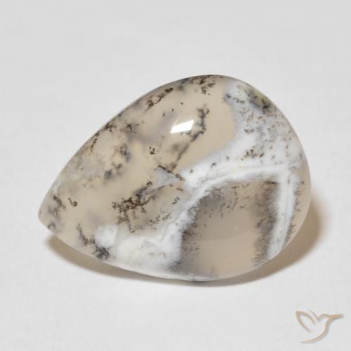 11.27ct Naturale Multicolore Bianco Agata dendritica, Forma a pera, Opaco