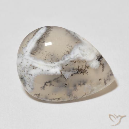 Agata dendritica Multicolore Bianco naturale da 11.27 ct, Forma a pera, Opaco