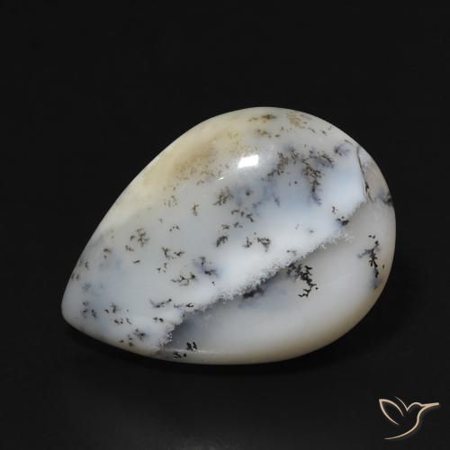 7.67ct Naturale Multicolore Bianco Agata dendritica, Forma a pera, Opaco