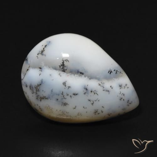 Agata dendritica Multicolore Bianco naturale da 7.67 ct, Forma a pera, Opaco
