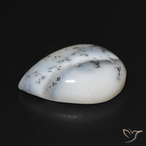 Agata dendritica Multicolore Bianco naturale da 7.67 ct, Forma a pera, Opaco