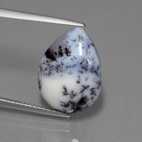 Calcedonio dendritico naturale multicolore da 6,56 ct, taglio a pera, traslucido