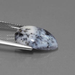 Calcedonio dendritico naturale multicolore da 6,56 ct, taglio a pera, traslucido