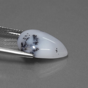 Calcedonio dendritico naturale multicolore da 7,06 ct, taglio a pera, traslucido