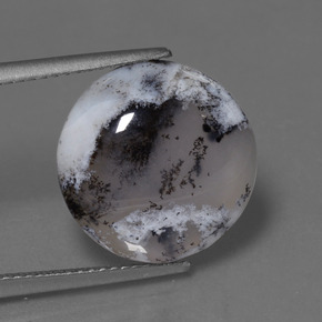 Calcedonio dendritico naturale multicolore da 7,64 ct, taglio rotondo, traslucido