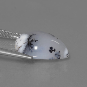 Calcedonio dendritico multicolore naturale da 7,56 ct, taglio a pera, traslucido