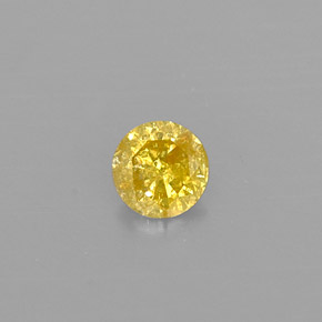 Diamante Giallo naturale da 0.12 ct, Taglio rotondo, SI-I1