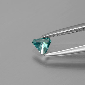Diamante Blu verdastro naturale da 0.13 ct, Taglio trillion, SI