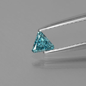 Diamante Blu verdastro naturale da 0.13 ct, Taglio trillion, SI