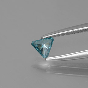 Diamante Blu verdastro naturale da 0.13 ct, Taglio trillion, SI