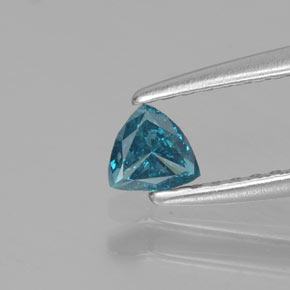 Diamante Blu verdastro naturale da 0.19 ct, Taglio trillion, SI
