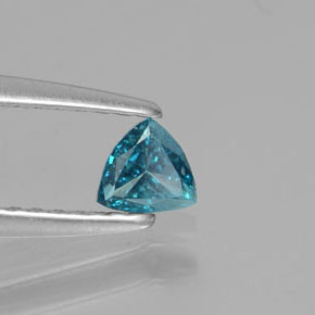Diamante Blu verdastro naturale da 0.19 ct, Taglio trillion, SI