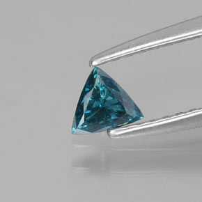 Diamante Blu verdastro naturale da 0.16 ct, Taglio trillion, SI