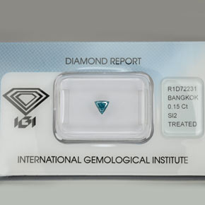 Diamante naturale verde da 0,15 ct, trillion, SI