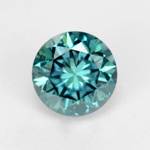 Diamante naturale turchese da 0,37 ct, taglio rotondo, VS