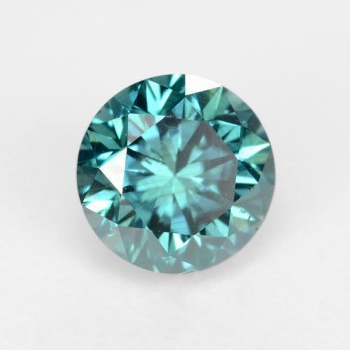Diamante naturale turchese da 0,37 ct, taglio rotondo, VS
