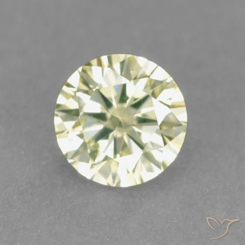 0.19ct Naturale Giallo chiaro verdastro Diamante, Rotondo, VS