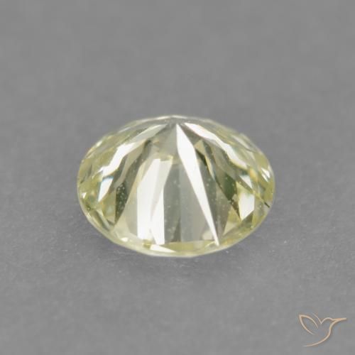 Diamante Giallo chiaro verdastro naturale da 0.19 ct, Rotondo, VS