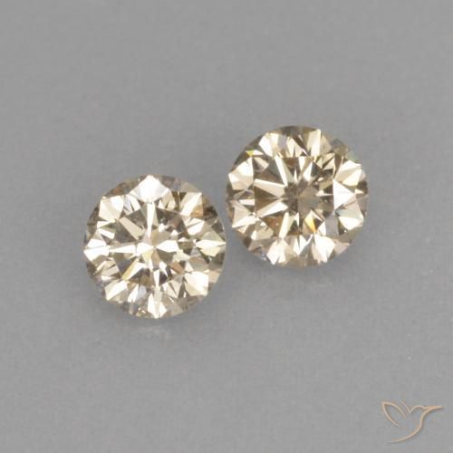 Gemme di Diamante Marrone dorato naturale da 0.22 ct, Rotondo, VVS-VS