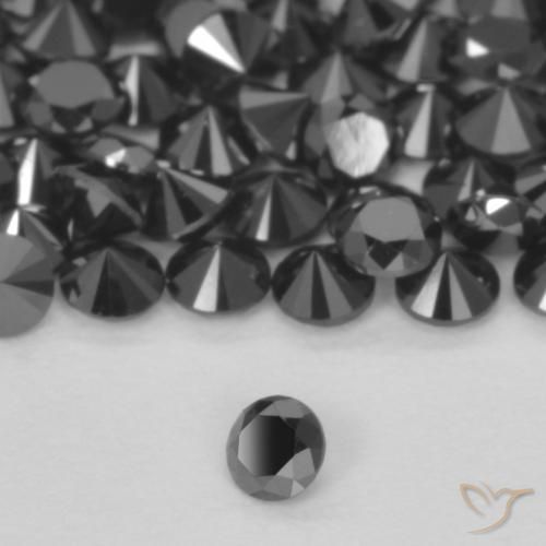 Diamante Nero naturale da 0.04 ct, Rotondo, Opaco
