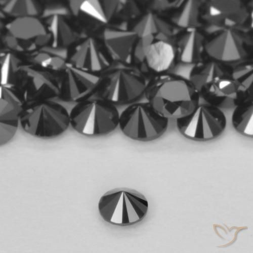 Diamante Nero naturale da 0.04 ct, Rotondo, Opaco
