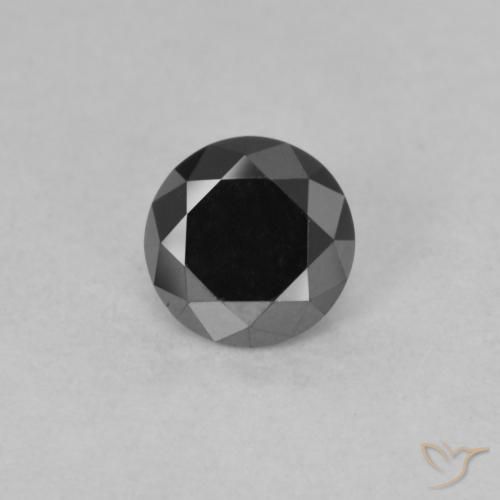 Diamante Nero naturale da 0.55 ct, Rotondo, Opaco