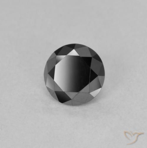 Diamante Nero naturale da 0.55 ct, Rotondo, Opaco