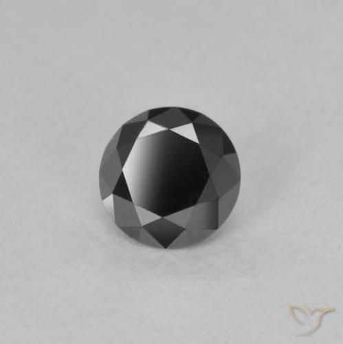 Diamante Nero naturale da 0.57 ct, Rotondo, Opaco